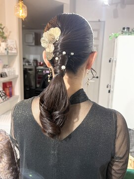 コアブラン 原宿 明治神宮前(CORE blanc) タイトポニー/ポニーテール/ヘアセット/結婚式ヘアセット/表参道