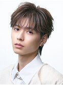 シースルーマッシュ韓国メンズヘアコンマバングフェザーパーマ