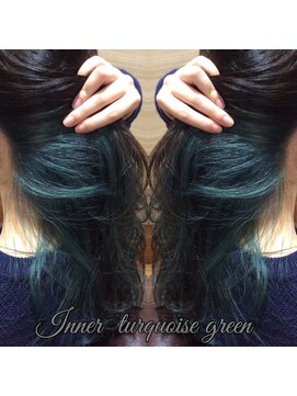 ヘアーメイク トレコローリ(hair make trecolori) 【trecolori 津田沼】インナー ターコーイズグリーン
