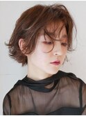 三軒茶屋_レディース_ショート_ブラウン_ベージュ_無造作_パーマ