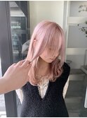 .◎ブリーチ1回ペールピンクベージュホワイトピンクカラー透明感