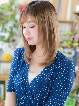 カバーヘア ブリス 戸田公園西口店(COVER HAIR bliss) 斜めバング外国人風バイカラーセミディc5戸田公園20代30代40代