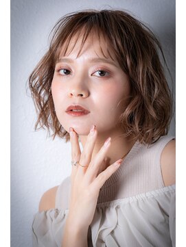 カバーヘア イヴ 戸頭店(COVER HAIR EVE) 艶感カーキベージュくせ毛風カール大人ボブw戸頭20代30代40代