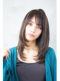 ミディアムレイヤー/大人可愛い/髪質改善/シースルーバング