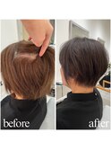くびれショートボブ40代50代グレイカラー白髪染め白髪ぼかし