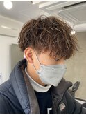 ダブルカラースパイラルパーマツイストパーマフェード短髪