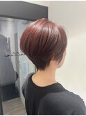 【白髪ぼかし】ハイライトピンク×タイトショート