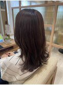 大人美人艶カラーベージュ小顔カット透明感レイヤーロング