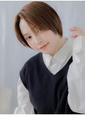 マロンベージュ前髪なし小顔ショートマッシュa上尾20代30代40代