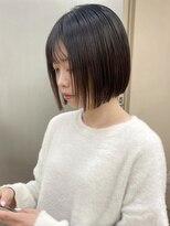 パークレーン アイス イヴェン(park lane ICI yeven)&nbsp;ブリーチなし切りっぱなしボブミディアムレイヤーボブ夏カラー