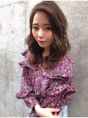 大人前髪かきあげゆるふわセミディ