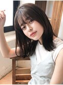透け感外ハネボブ×ミディアムスタイル