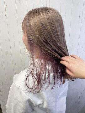ヘアー リードレス(hair Re:dress) ニュアンスカラーパープル系インナーカラーミルクティーベージュ