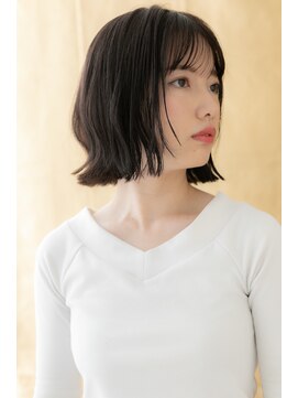 カバーヘア ブリス 川口(COVER HAIR bliss) シースルーバング黒髪切りっぱなし外ハネボブ314Y川口20代30代