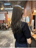 ブリーチなしオリーブグレージュ顔まわりレイヤーカット韓国ヘア