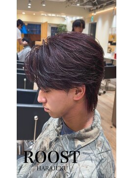ルースト 原宿店(ROOST) フェザーパーマ/ショートフェザー/センターパート/ワインレッド