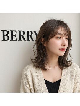 ヘアーズ ベリー 放出店(hairs BERRY) 【韓国風】似合わせミディ×顔周りレイヤー×オリーブベージュ