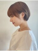 マッシュショート大人ガーリーココアベージュショートボブ