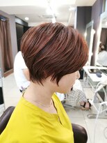 フラッグ ヘアー 天神西通り店(Flag HAIR)&nbsp;大人ショート×チェリーブラウン×クールショート