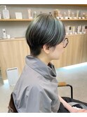ショートボブ＿ハイトーンカラー＿ハイライト＿ミントグリーン