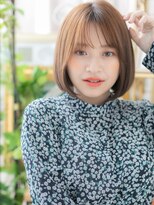 カバーヘアアンドスパ ブリス 浦和(COVER HAIR&SPA bliss)&nbsp;暖色系カラー透けバング前下がりぷつっとボブc5浦和20代30代40代