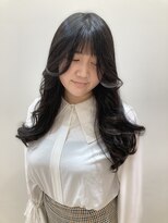 ヘアーライズ 池袋東口店(hair RISE) アッシュグレージュダークネイビー韓国風巻き髪ヘアー