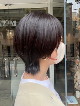 ココロカラ(Cocorokara) マッシュウルフ　ネイビーグレー　ななめバング