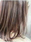 20代30代40代ハイライト透け感ブリーチロブヘアーアッシュ