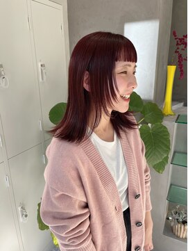 ジーナ 神戸 三田駅前(Zina) レイヤーカット/赤髪/ピンクヘア