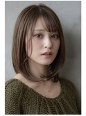 大人かわいい前髪セシルカットココアブラウンフリンジウェーブ