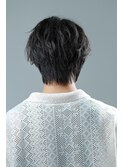 ソフトツイストスパイラルパーマセンターパートウルフメンズヘア