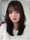 ハイライトカラーミルクティーベージュレイヤーカット