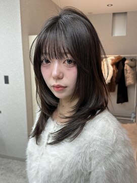 天神美容室 レイヤーカットハッシュカットグレージュ