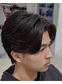 桑名メンズパーマルーズパーマシャドウパーマセンターパート緩め