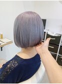 白髪隠しカラー×ラベンダーグレージュ×パッツとボブ