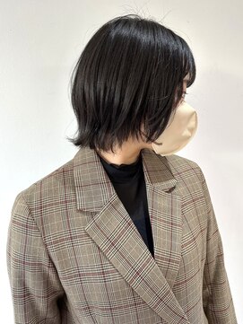 フォーク FOLK 【FOLK】地毛風ブラック☆似合わせ外ハネミディアムウルフ♪