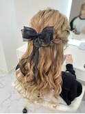 編み込みハーフアップ