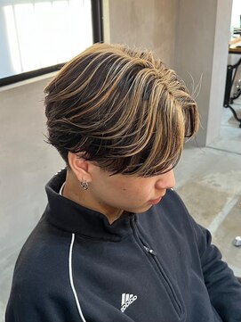 オーバー 町田店(OVER) センターパート メンズハイライト メンズバレイヤージュ