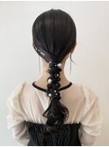 タイトヘア × 編みおろしヘアセット