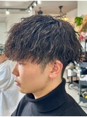 波巻きパーマメンズパーマメンズヘアツーブロックツイストパーマ