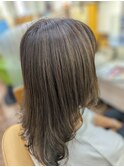 白髪ぼかしハイライト　グレィジュ　デジパー＆表面矯正