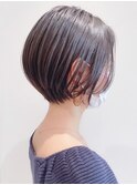 Say.ショートボブホワイトグレージュ地毛風ストレートミニボブ