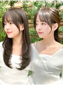 20代30代40代◎前髪パーマ韓国風巻きくすみベージュお団子ヘア