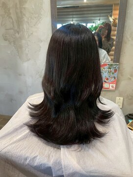 クレエ ヘアー デザイン(creer hair design) 小顔レイヤーハッシュカット黒髪ロングゆるふわ艶髪20代30代40代