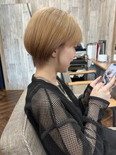 アンサ 城陽寺田店(ANSA)&nbsp;ハイトーンベージュ大人可愛いショートボブ