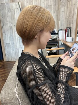 アンサ 城陽寺田店(ANSA) ハイトーンベージュ大人可愛いショートボブ