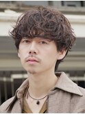 天神メンズパーマルーズパーマシャドウパーマッシュウルフ緩め
