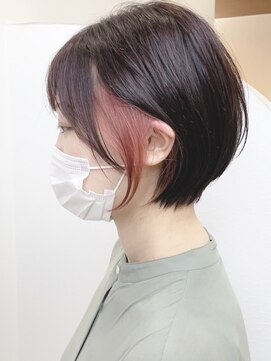 ジェムヘアスタジオ 湘南平塚南口店(Gem Hair Studio) Gem Hair Studio 姉崎　丸みショートボブ/イヤリングカラー