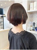 福山市美容室Caary人気 ナチュラルストレート艶ショートボブ