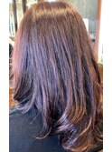 ツヤ髪カシスブラウンカラー 無造作ロングレイヤー